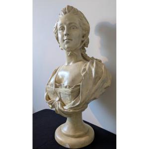 Plaster Bust Of A Woman Signed A. Camondo 1763 