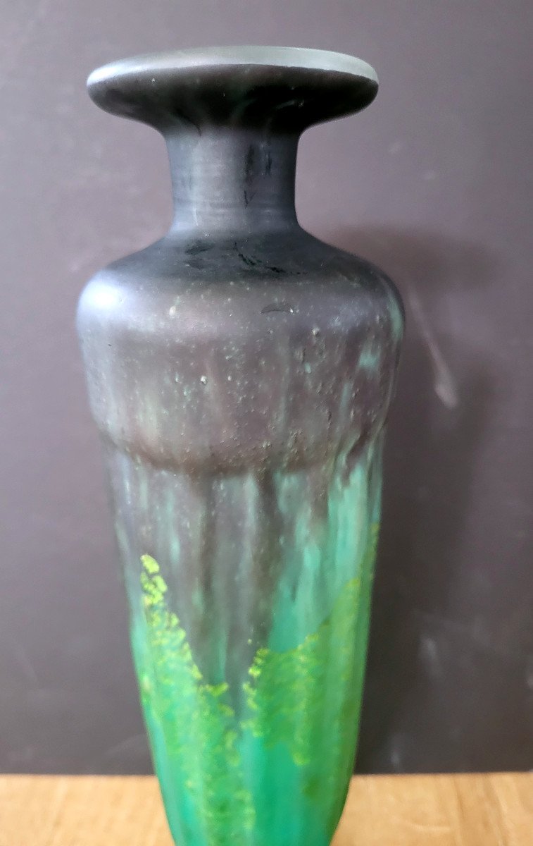 Blown Glass Vase Signed Daum Nancy Cross Of Lorraine-photo-4