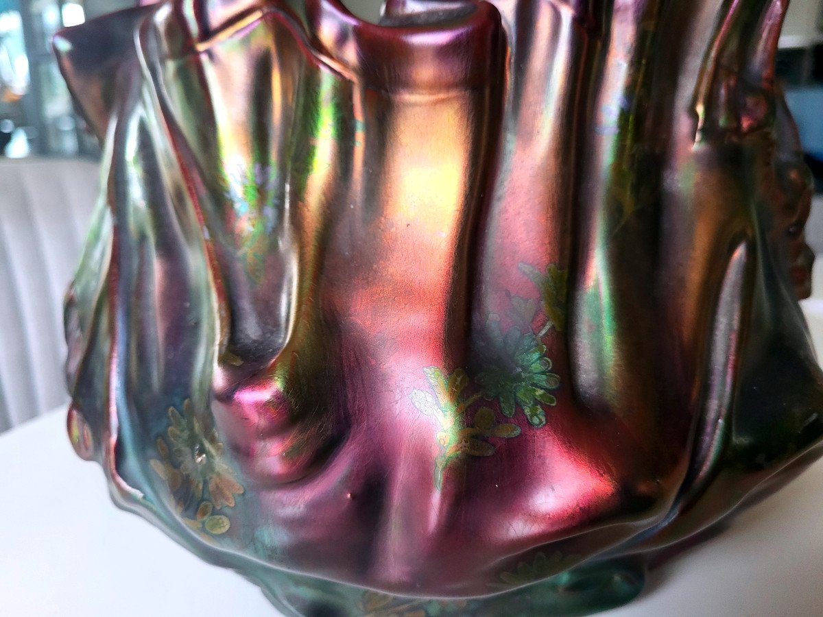 Important Cache Pot In Lustrous And Iridescent Earthenware By Jérome Massier Vallauris-photo-3