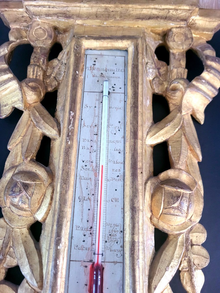 18th Century Golden Wood Barometer-photo-1