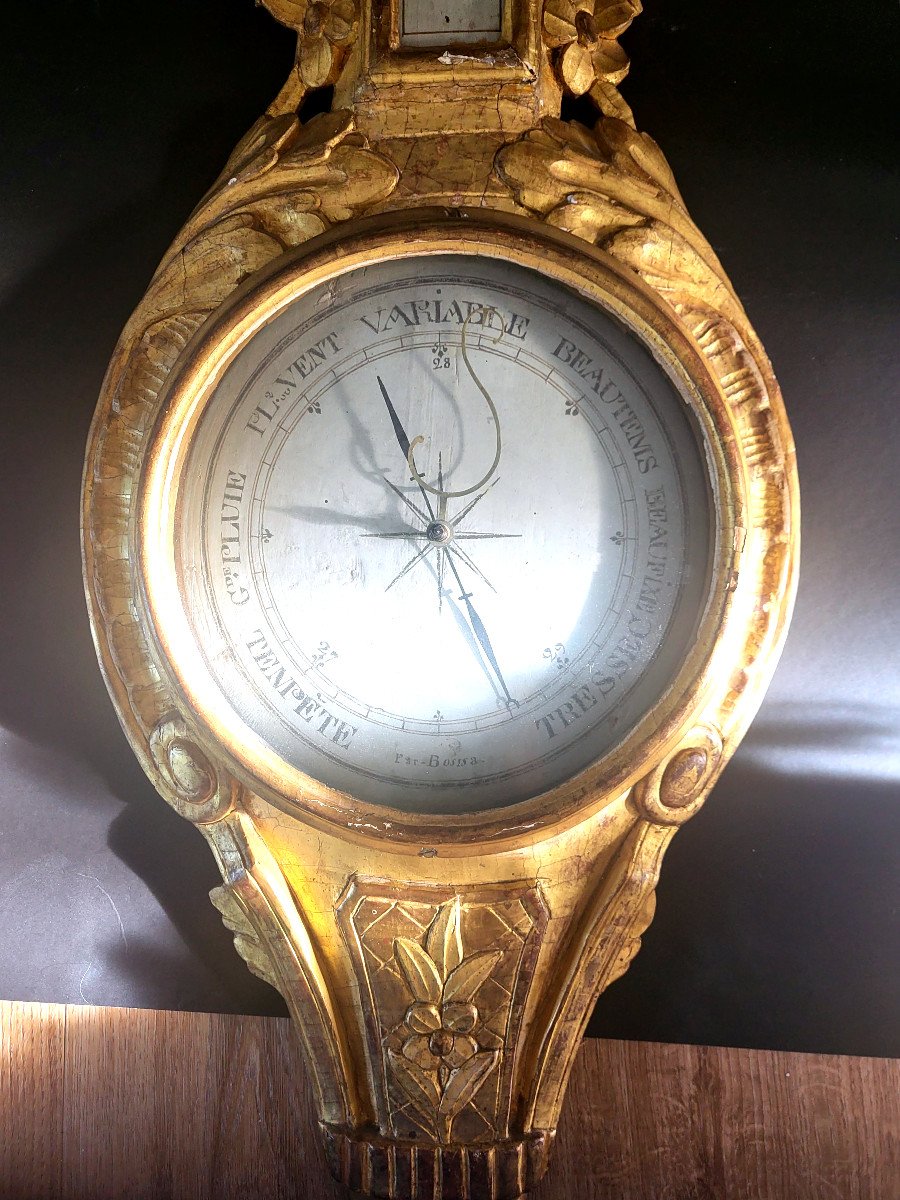 18th Century Golden Wood Barometer-photo-2