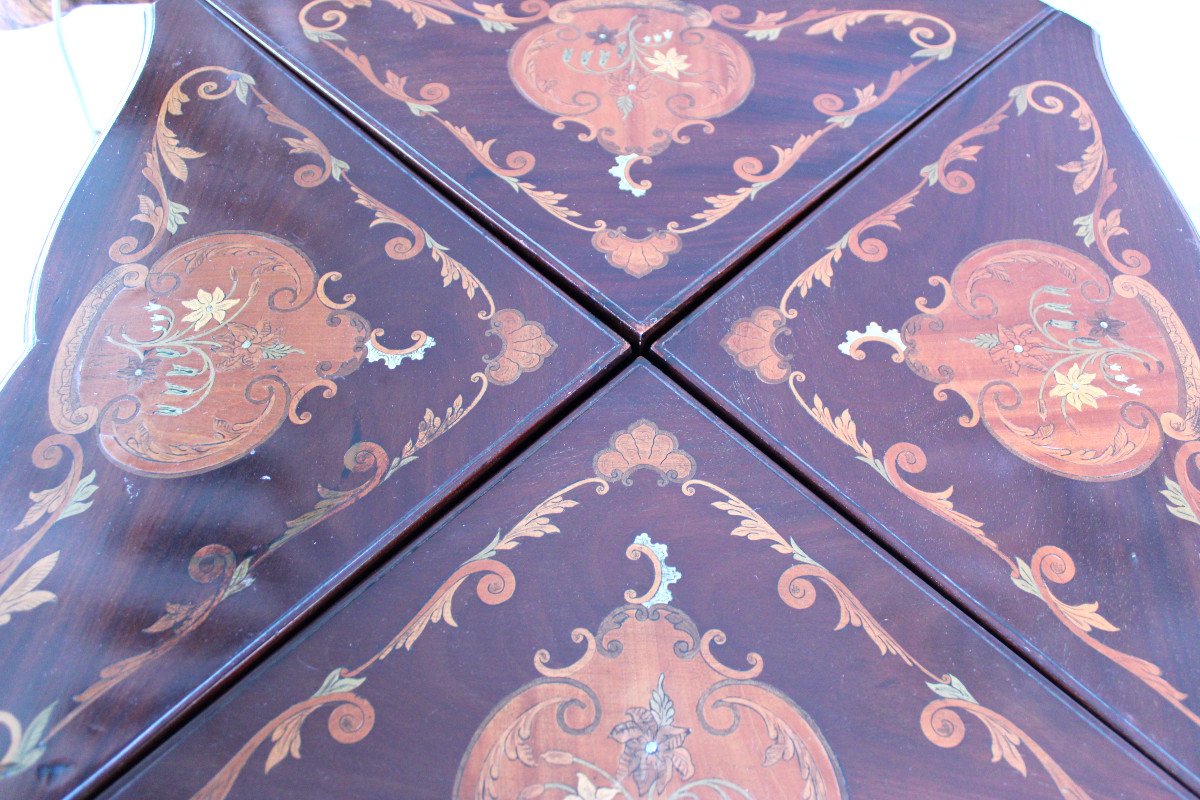 Marquetry Handkerchief Games Table, Edwardian Style, 20th Century-photo-1