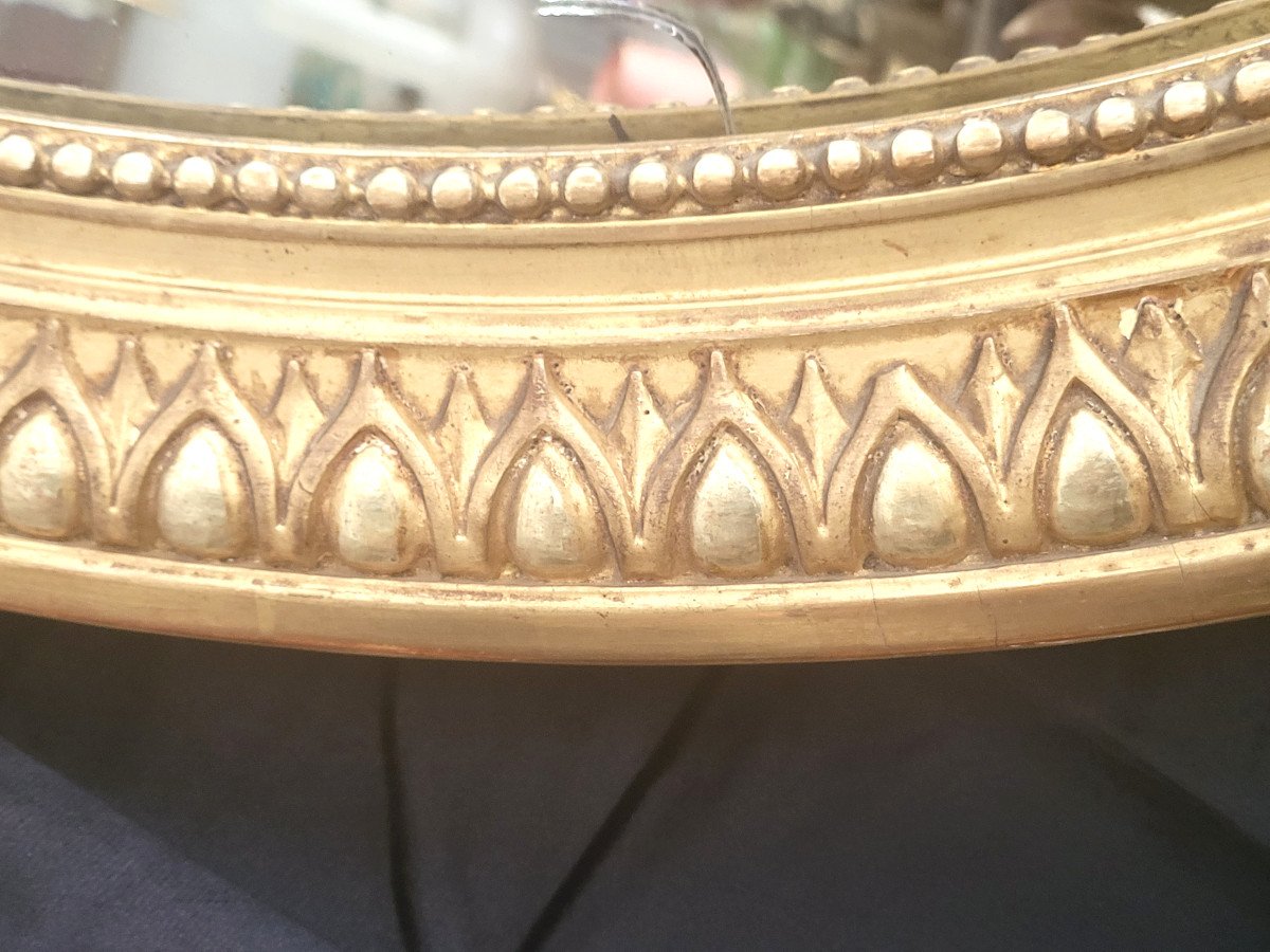 Important Oval Golden Leaf Mirror, Napoleon III Style - 19th Century-photo-1
