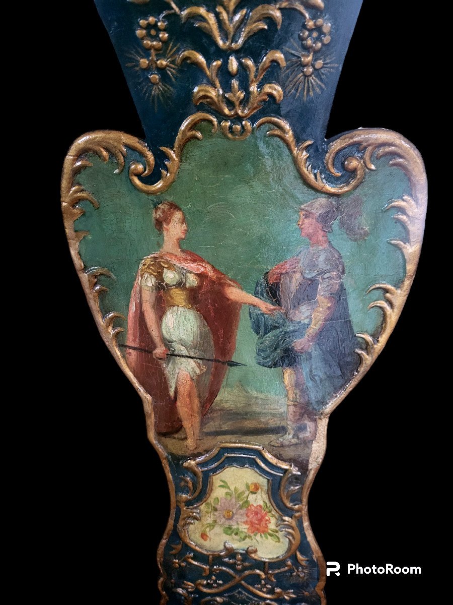 Pair Of Spectacular Venetian Chairs Painted In Carved Wood From The 18th Century-photo-2