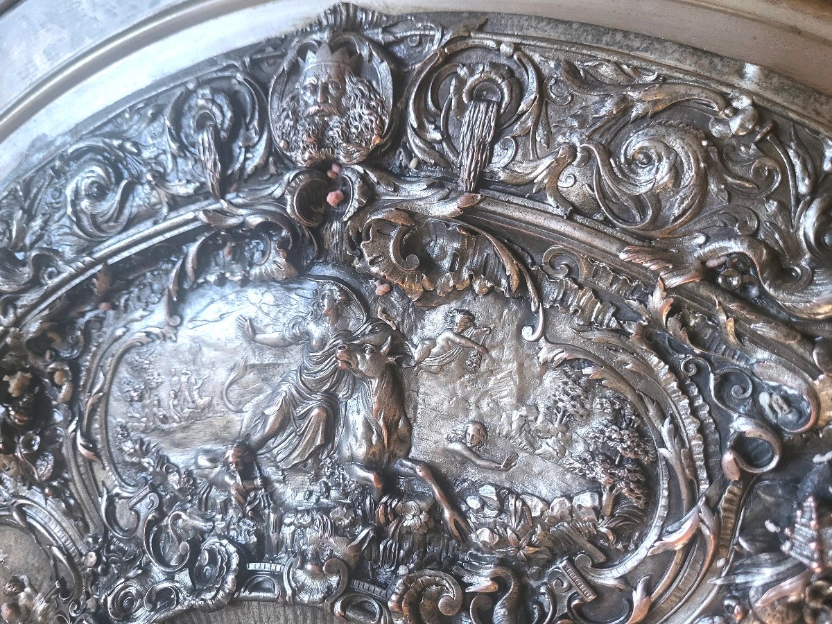 Decorative Dish In Cast Bronze And Pewter, Chiseled, Goldsmith's Work From The 19th Century, Renaissance Style-photo-1