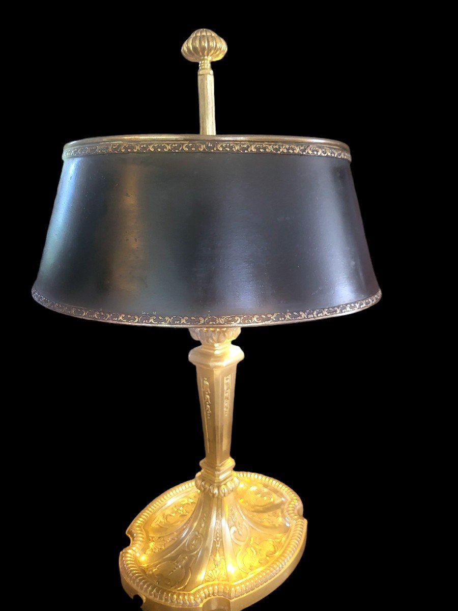 Empire Style Lamp In Gilded Bronze, Beautiful Carving - 19th Century-photo-3