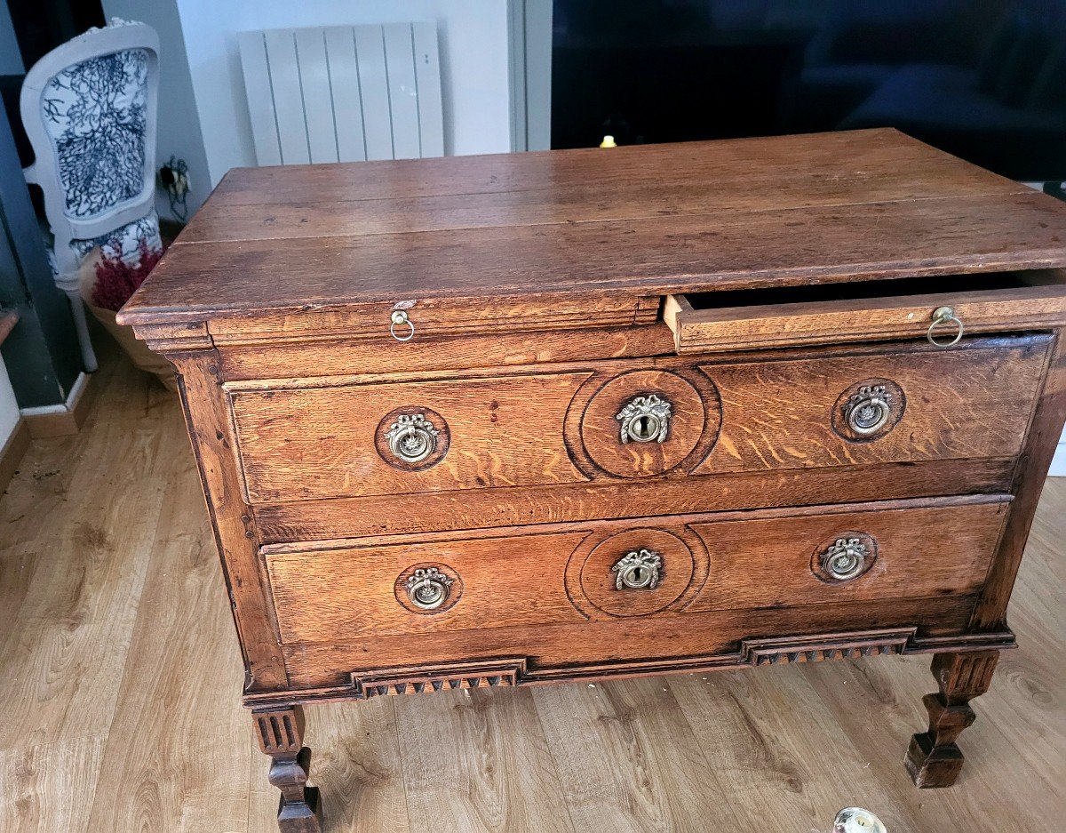 Commode Louis XVI provinciale en chêne époque  XVIIIeme-photo-8