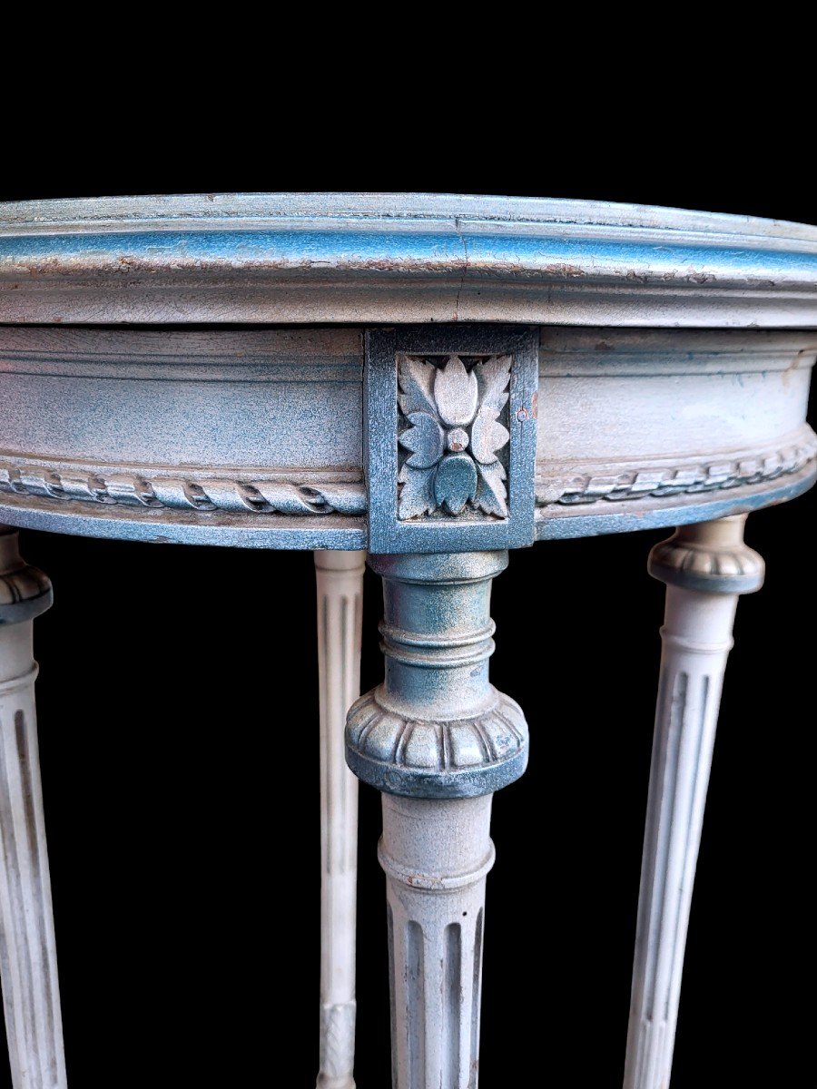 Painted Wooden Pedestal Table, Louis XVI Style, Louis 20th Century Period-photo-2