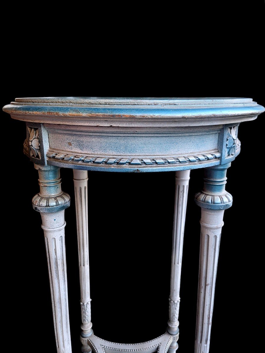 Painted Wooden Pedestal Table, Louis XVI Style, Louis 20th Century Period-photo-3