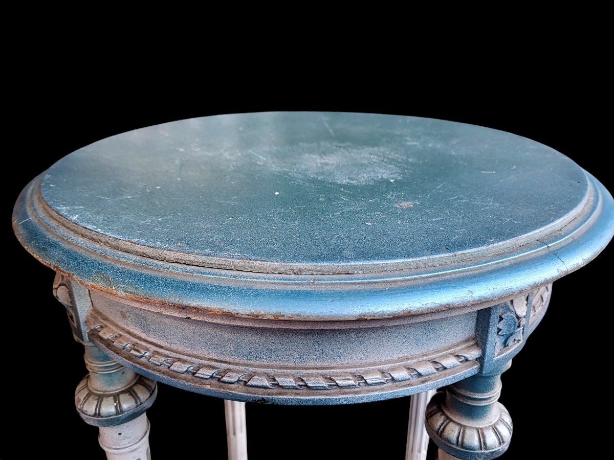 Painted Wooden Pedestal Table, Louis XVI Style, Louis 20th Century Period-photo-1