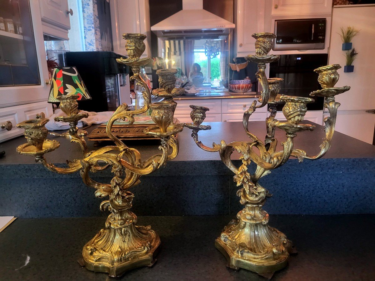 Pair Of Bronze Andirons, Louis XV - 18th Century-photo-4