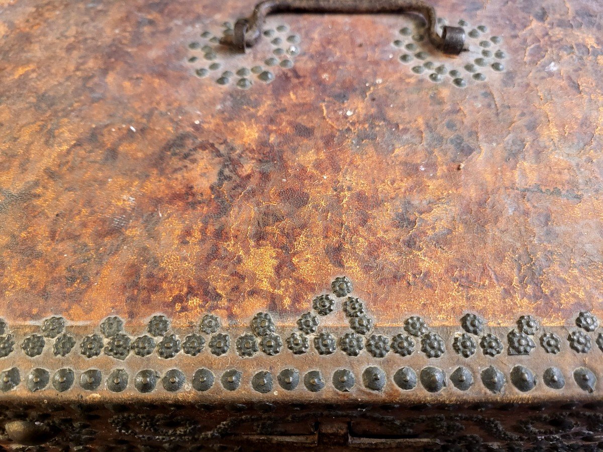 Louis XIV Period Wooden Messenger Box Covered In Leather-photo-4