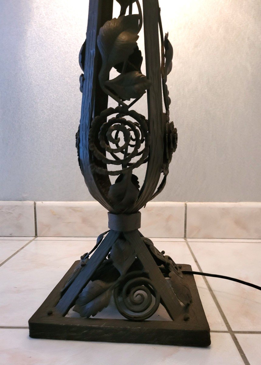 Lampe sculpturale en fer plein, Epoque Art Deco, circa 1930-photo-2