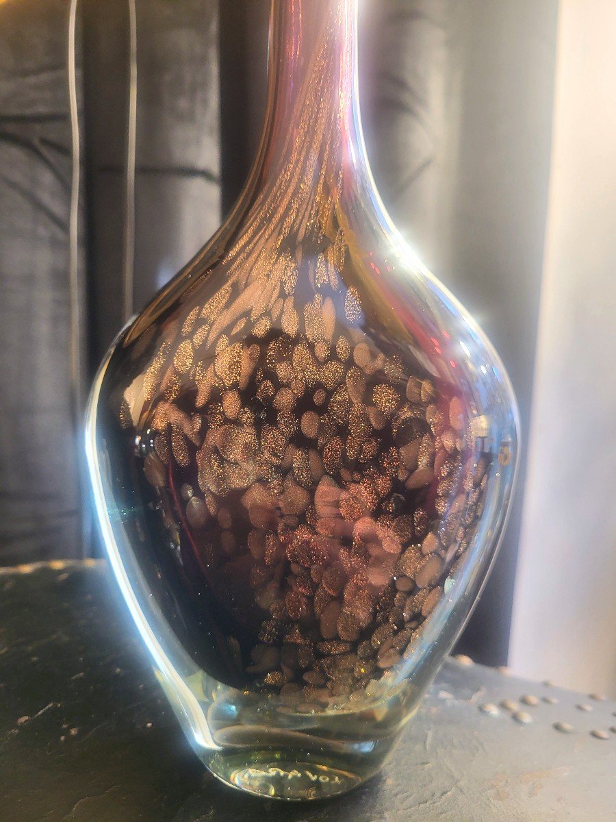 Purple And Gold Bottle Vase By Jean-claude Novaro -photo-2