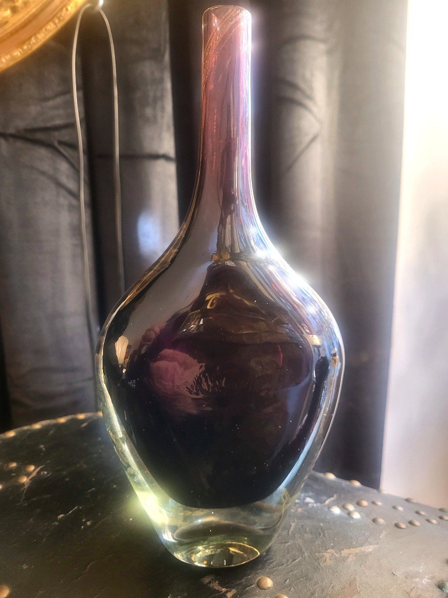 Purple And Gold Bottle Vase By Jean-claude Novaro -photo-3