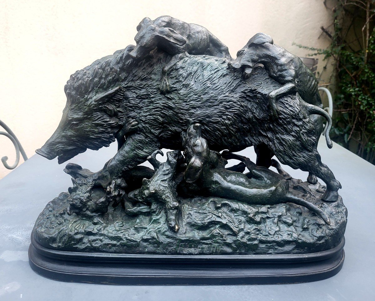 Grand bronze édition ancienne, patine verte signe FRATIN CHRISTOPHE - 1850 