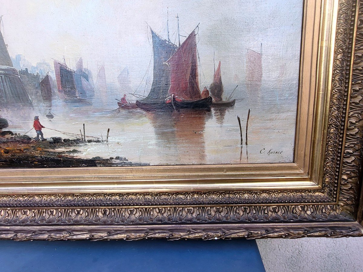 Large Format Oil On Canvas Signed, Mid-19th Century-photo-2