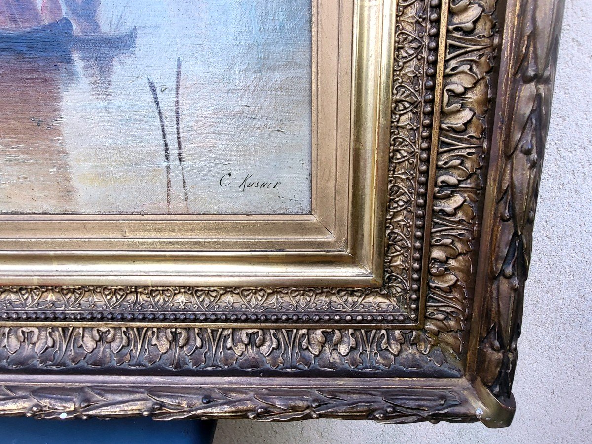 Large Format Oil On Canvas Signed, Mid-19th Century-photo-3