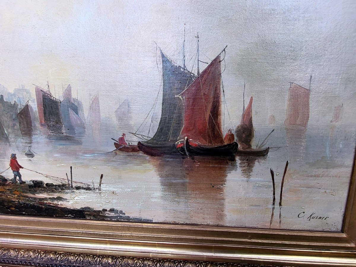 Large Format Oil On Canvas Signed, Mid-19th Century-photo-1