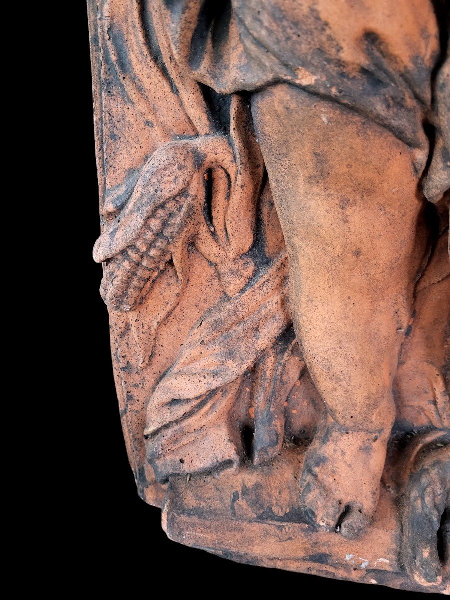 Important Italian Terracotta Sculpture Cherub With Wheat Sheaf, Baroque Style - 17th Century-photo-4