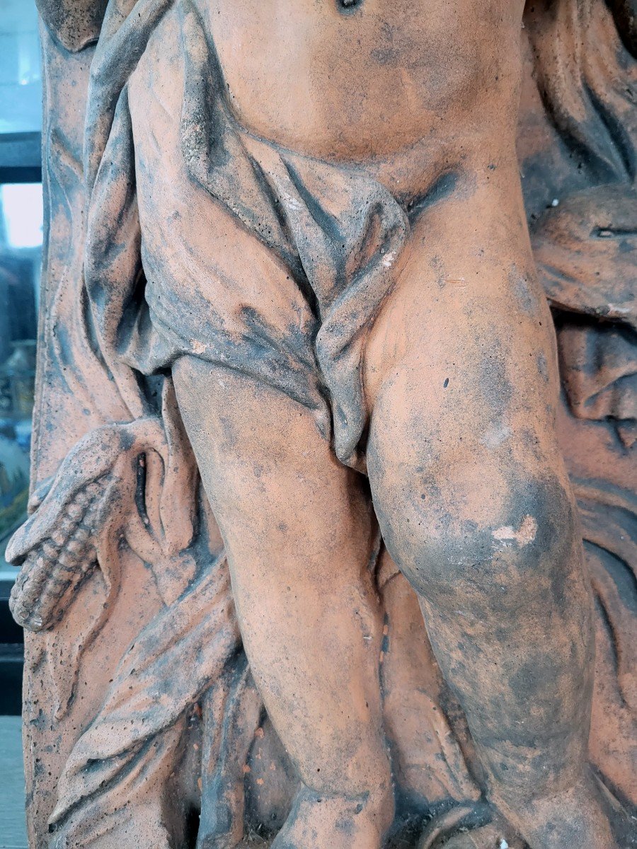 Important Italian Terracotta Sculpture Cherub With Wheat Sheaf, Baroque Style - 17th Century-photo-3