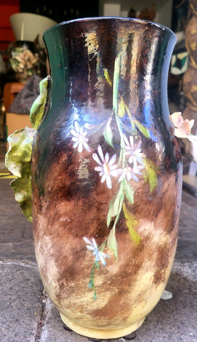 Paire de vases en barbotine Montigny sur Loing - XIXeme-photo-3