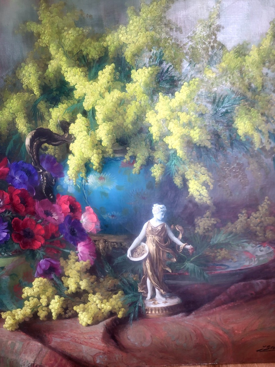 Huile Sur Toile De Grande Taille, Nature Morte XIXeme Signée Stappers-photo-2