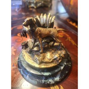 Pyrogenic Animal Bronze Double Patina Dog And Rabbit 19th