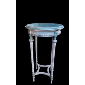 Painted Wooden Pedestal Table, Louis XVI Style, Louis 20th Century Period