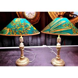 Pair Of 18th Century Silver-plated Bronze Lamps