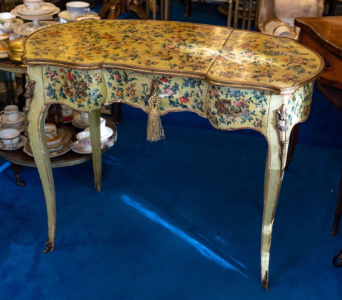 Green Lacquer Dressing Table + 19th Century Flowers