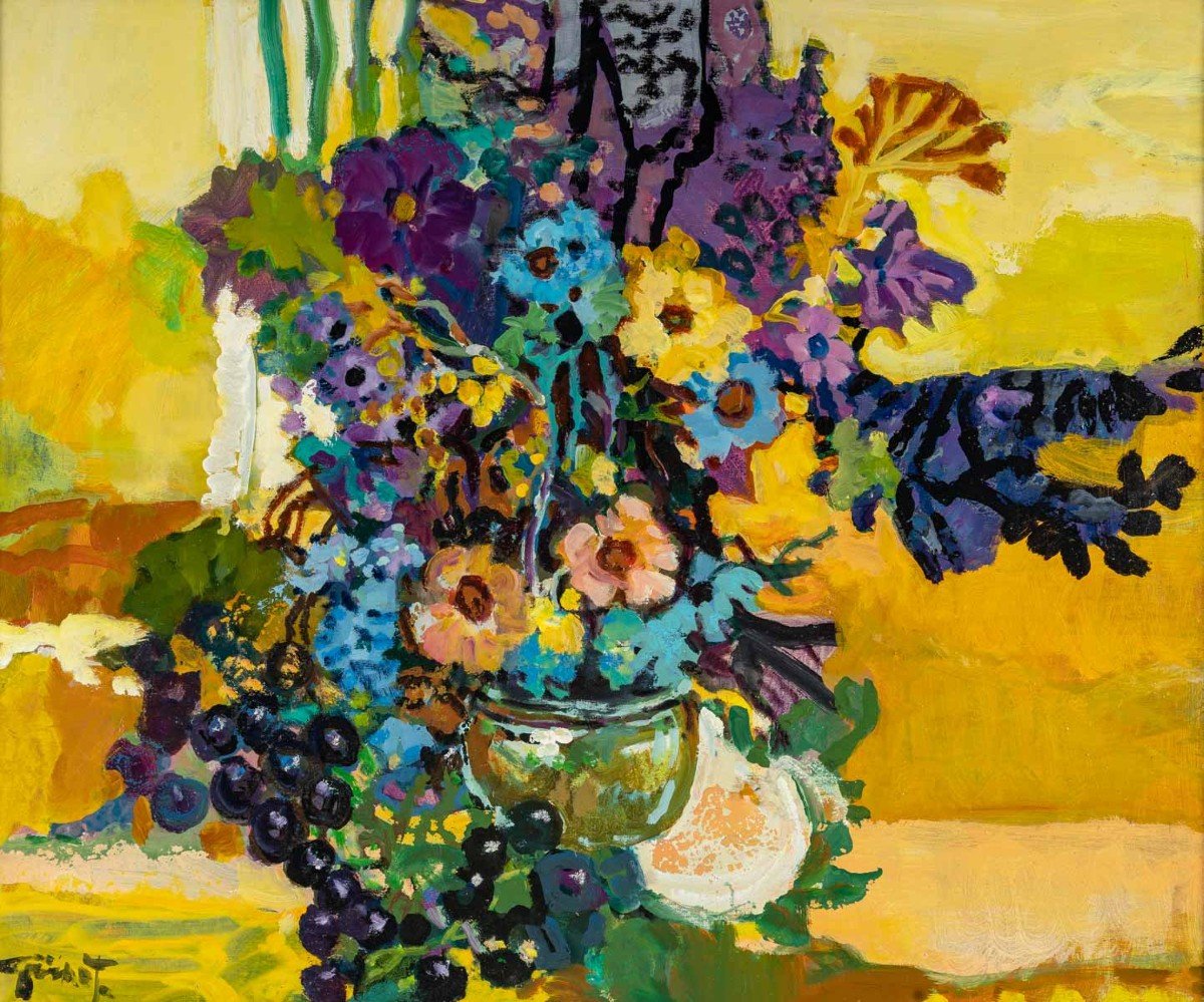 Pierre Grisot (1911/1995) Vase Of Flowers And Grapes 1935-photo-2