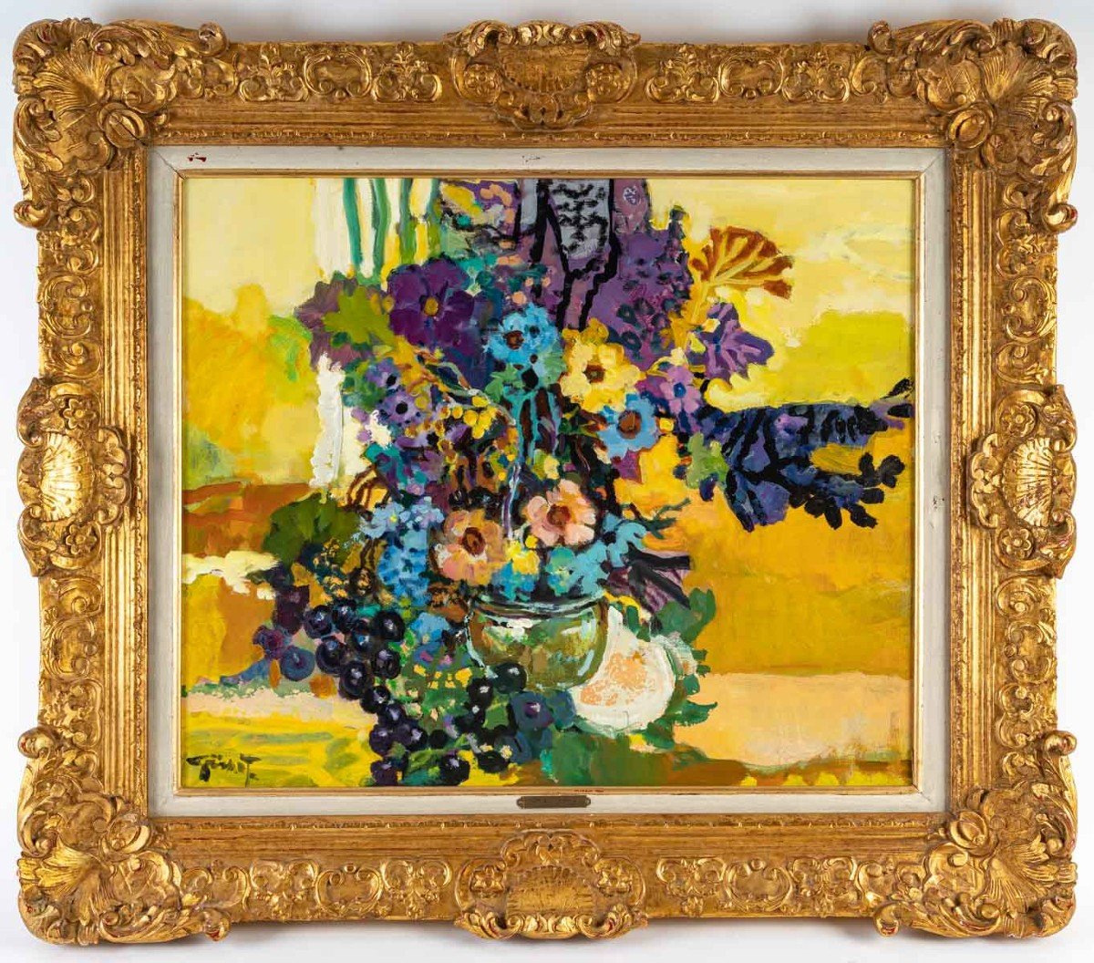 Pierre Grisot (1911/1995) Vase Of Flowers And Grapes 1935