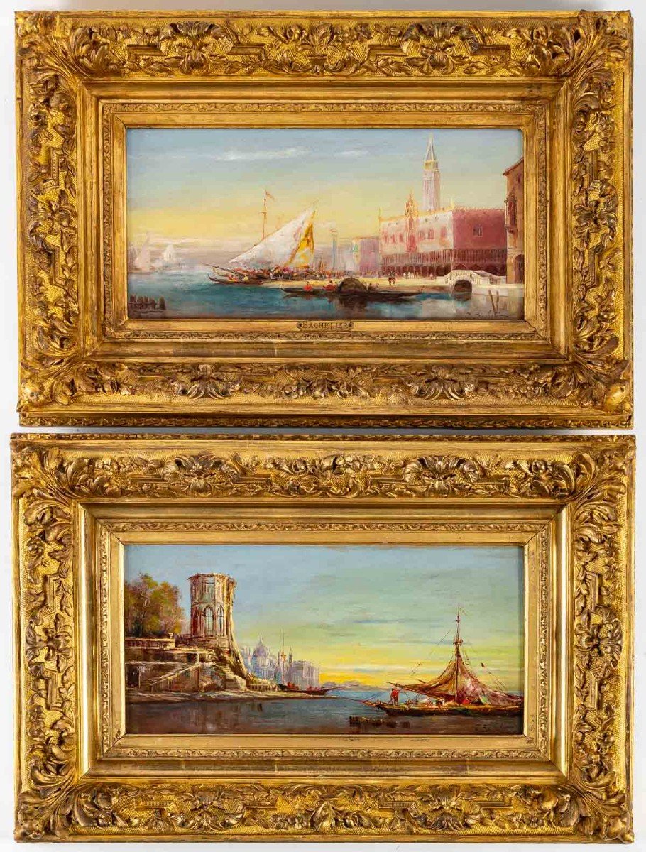 BACHELIER.J (  XIXème siècle ) Paire de Tableaux "VENISE "