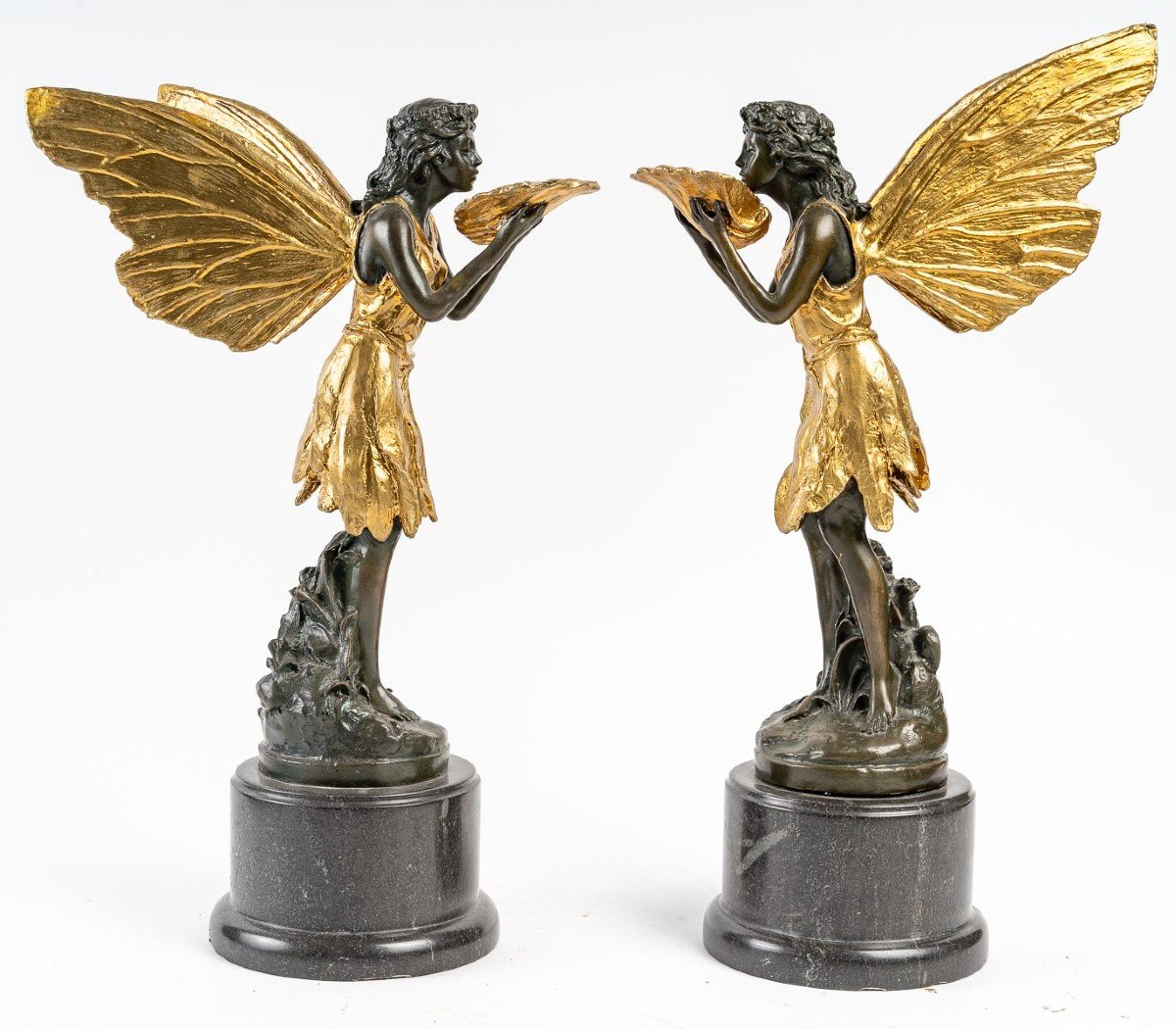 Pair Of Bronzes On Marble Base-photo-2