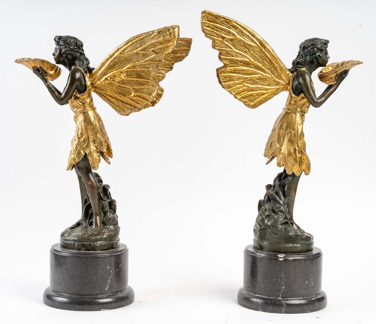 Pair Of Bronzes On Marble Base-photo-3