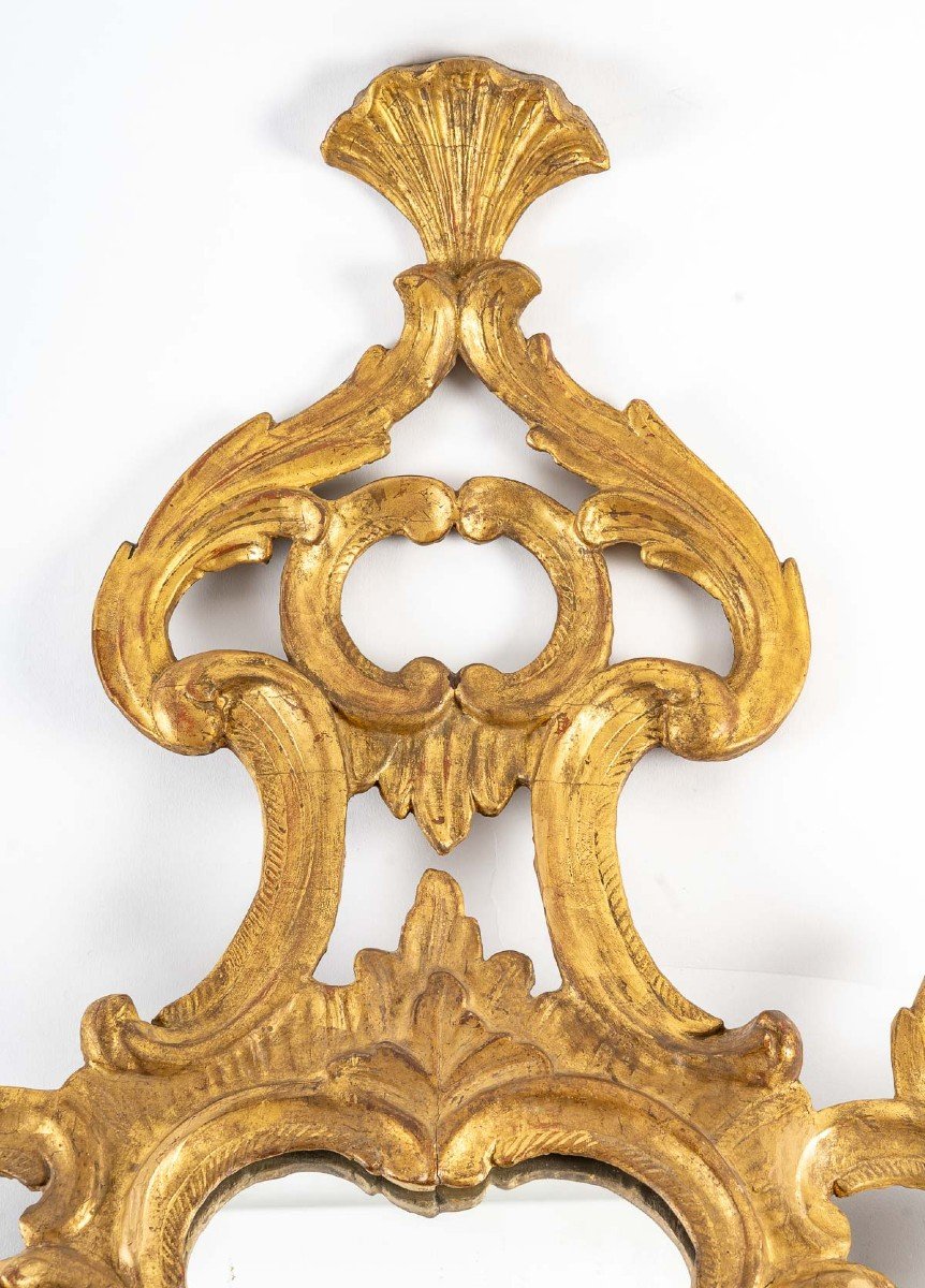 Venetian Mirror In Gilded Wood "late 18th / Early 19th Century-photo-3