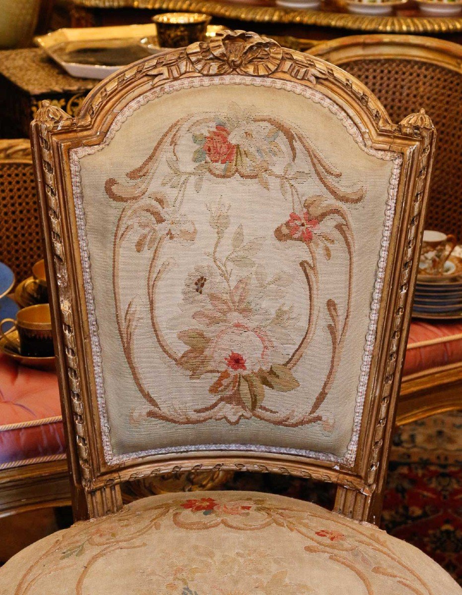 Four Louis XVI Aubusson Style Chairs With Flowers-photo-6