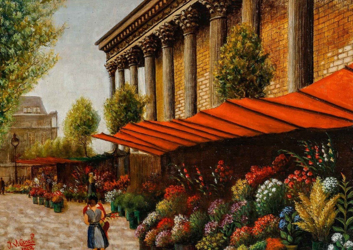 J.V.CANEL  "Le marché aux fleurs ,Place de la Madeleine   PARIS "-photo-2