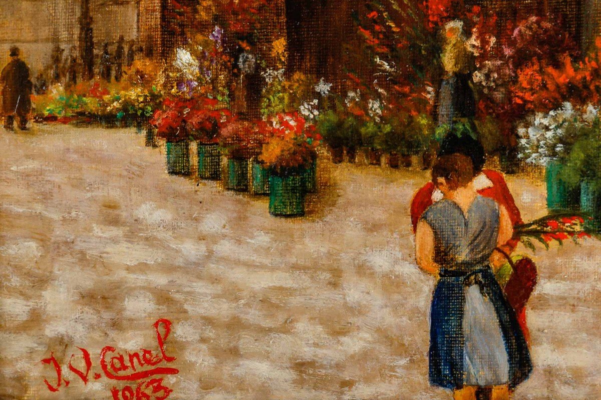 J.V.CANEL  "Le marché aux fleurs ,Place de la Madeleine   PARIS "-photo-3