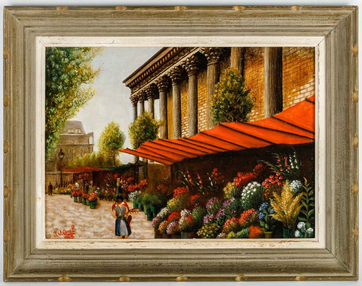 J.V.CANEL  "Le marché aux fleurs ,Place de la Madeleine   PARIS "-photo-3