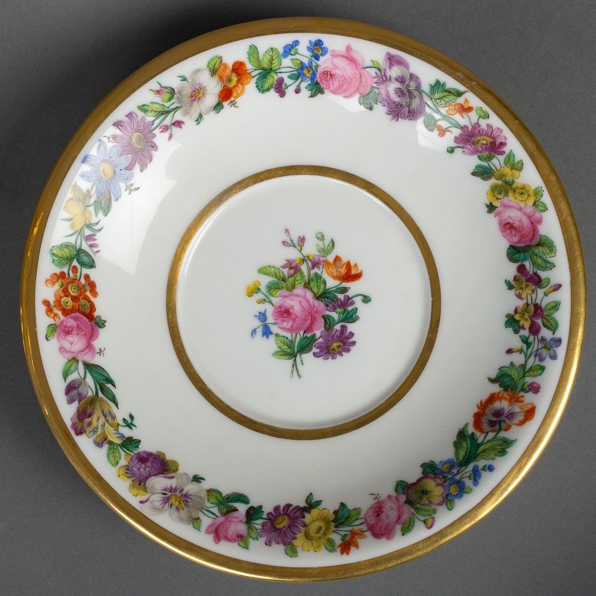 Drageoir en porcelaine de Paris à couronnes de fleurs ( XIX ème )-photo-3