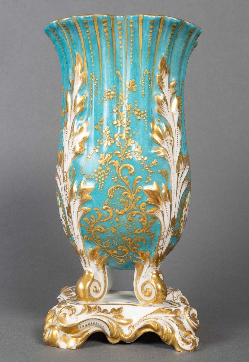 Porcelaine de Paris "Vase bleu Céleste attribué à Jacob Petit " XIXème -photo-1