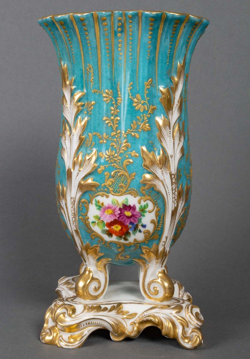 Porcelaine de Paris "Vase bleu Céleste attribué à Jacob Petit " XIXème -photo-5