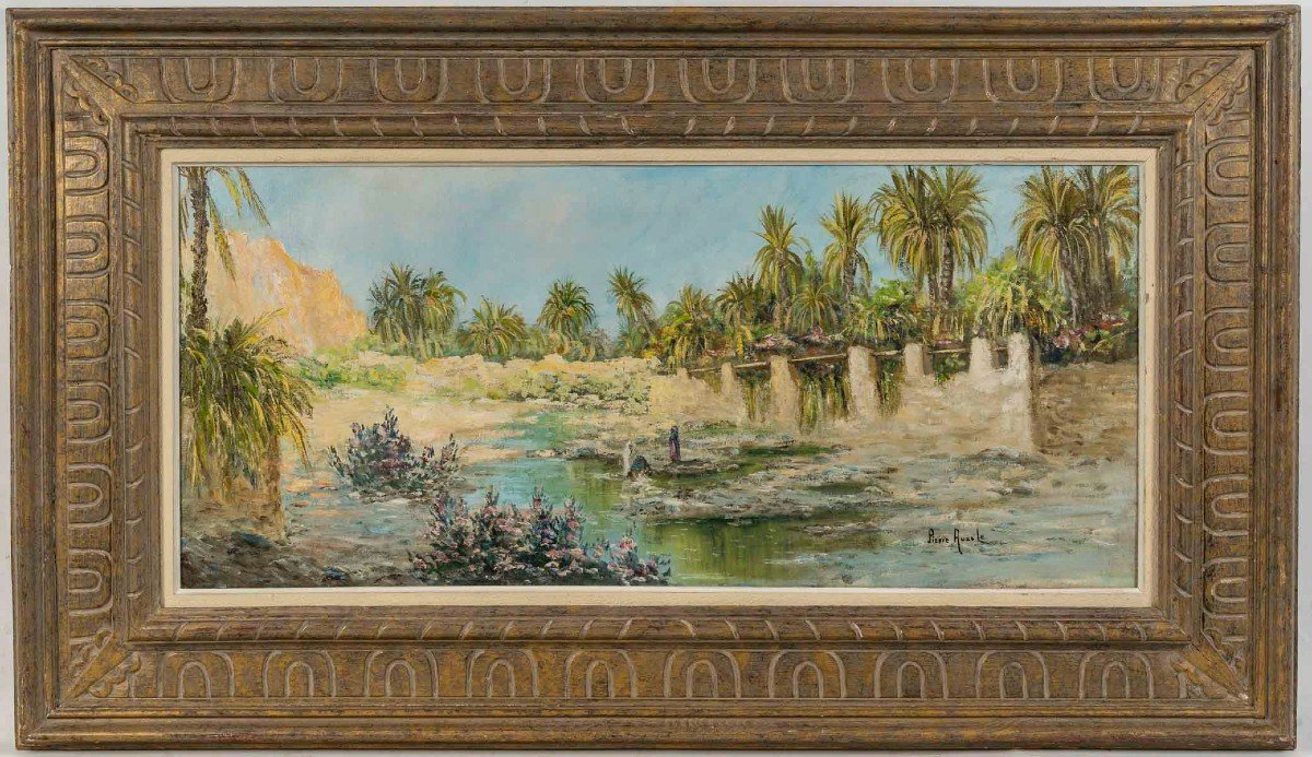 Pierre Auzole (orientalist) Oasis Southern Algeria Or Morocco 19th Century