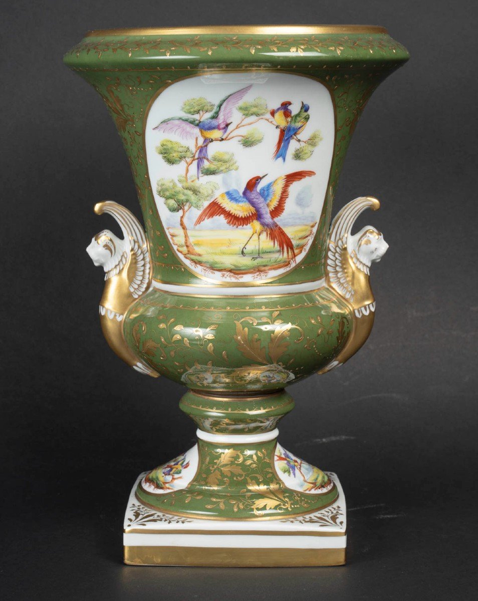 Le Tallec “emerald Green Medici Vase With Sèvres Birds”