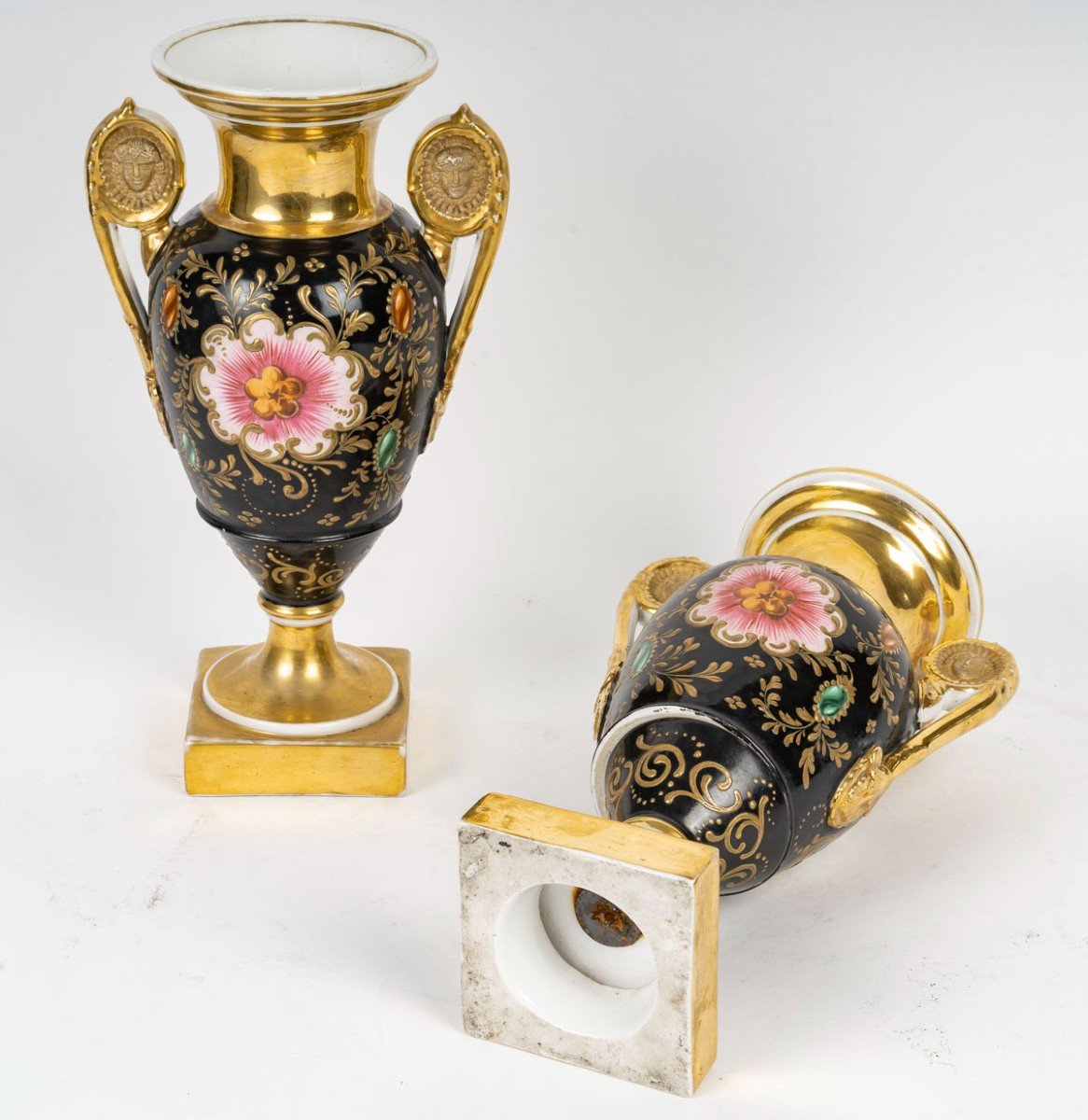 Pair Of Medici Vases "paris 1840"-photo-4