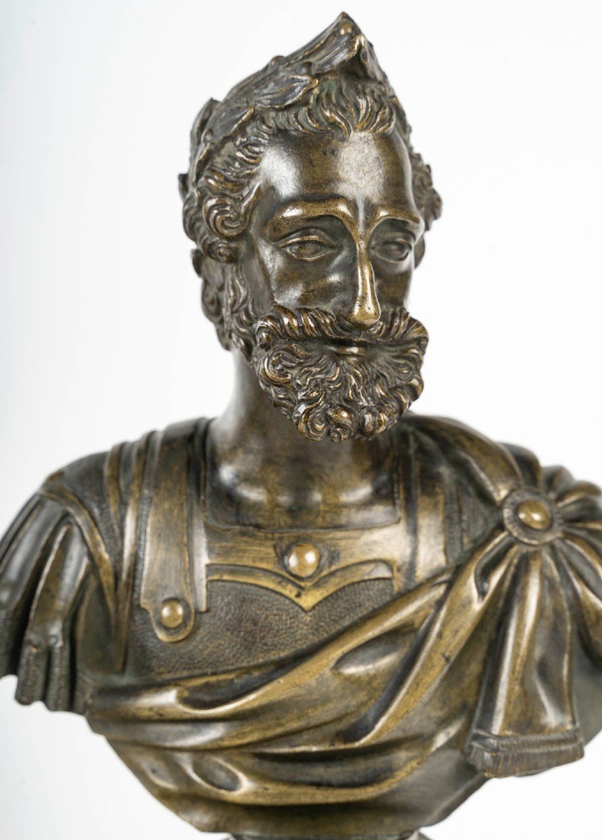 Pair Of Bronze Busts "napoleon I And Henri Iv" 19th Century-photo-3