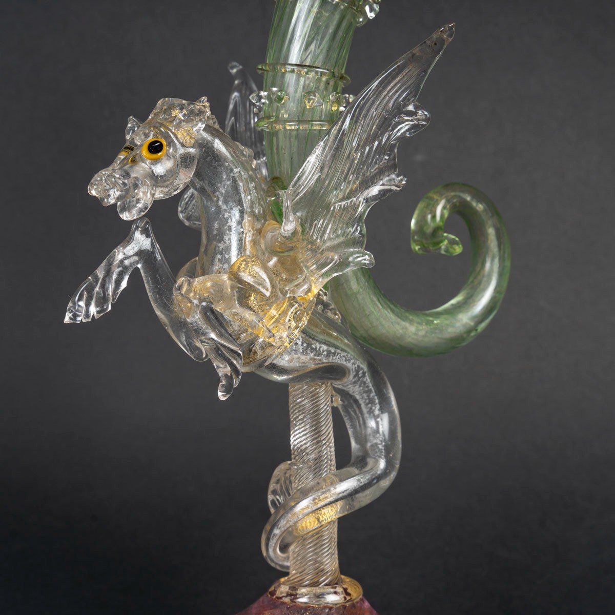 Venise ( Murano )" Vase cornet au Cheval Marin : Pégas "Salviati 1875/1880 -photo-3