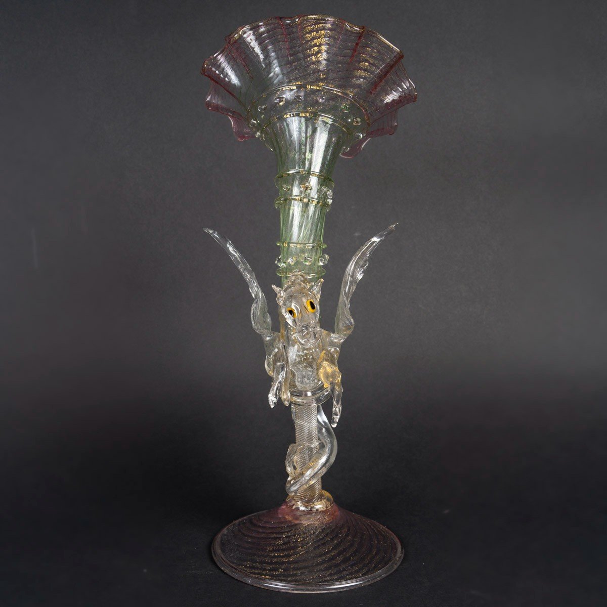 Venise ( Murano )" Vase cornet au Cheval Marin : Pégas "Salviati 1875/1880 -photo-1